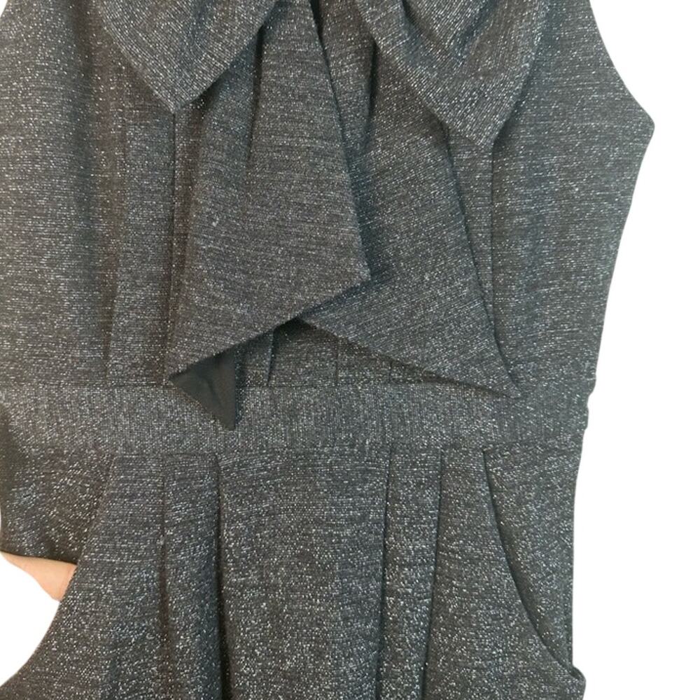 Kate Spade Silver Metallic Bow Wool Blend Fit and Flare Dress Pockets Size 2 - Picture 2 of 7